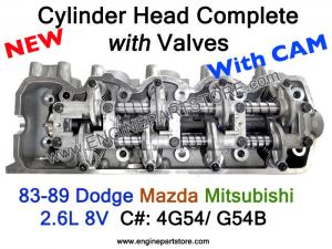 83-89 dodge 2.6 8v 4g54 engine cylinder head w/valves