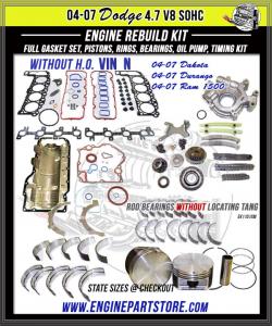 04-07 dodge suv truck 4.7 v8 engine Rebuild kit vin n