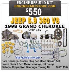 98 JEEP GRAND CHEROKEE 5.9 V8 OHV 16V ENGINE REBUILD KIT VIN Z