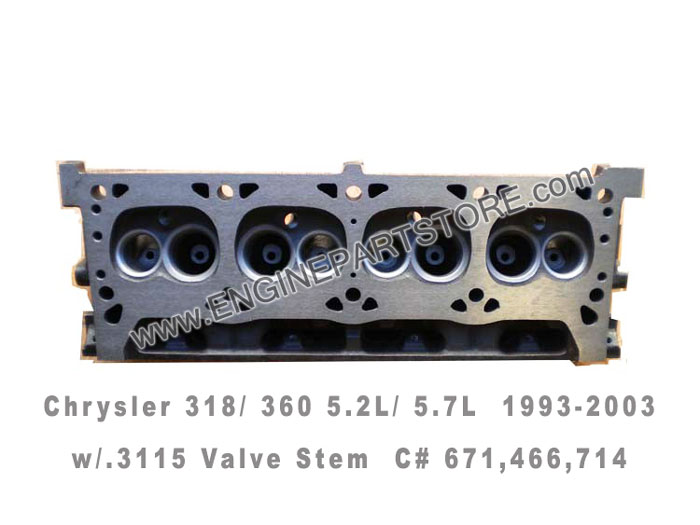 93-03 chrysler dodge jeep 5.2/5.9 318/360 cylinder head
