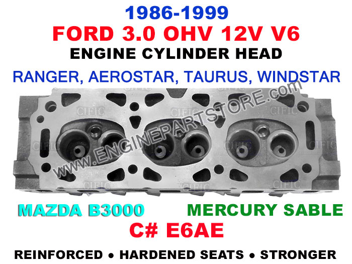94-99 mazda b3000 3.0 ohv e6ae engine cylinder head