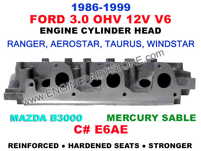 94-99 mazda b3000 3.0 ohv e6ae cylinder head